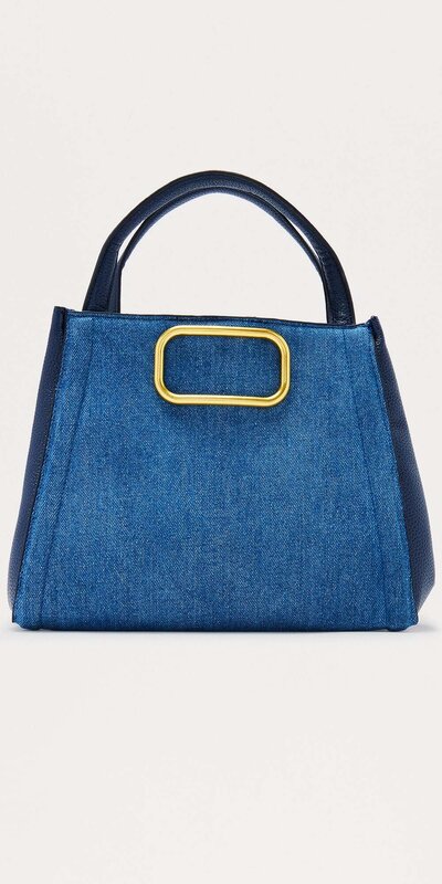 Denimová satchel kabelka s odnímateľným popruhom