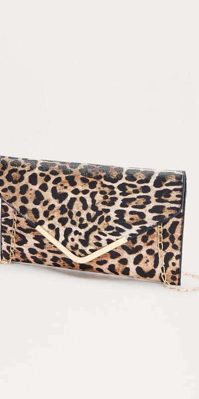 Hnedá listová kabelka z umelej kože s leopardím vzorom