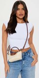 Béžová crossbody kabelka z umelej kože so zipsovým zapínaním
