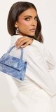 Denimová satchel kabelka z umelej kože s preklopným zapínaním