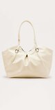 Béžová oversized tote kabelka z umelej kože s prackovým detailom