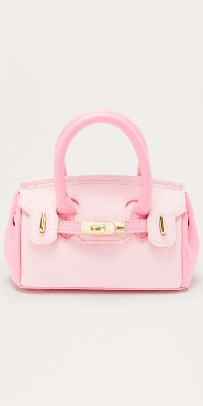 Ružová satchel kabelka s farebnými blokmi