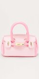Ružová satchel kabelka s farebnými blokmi