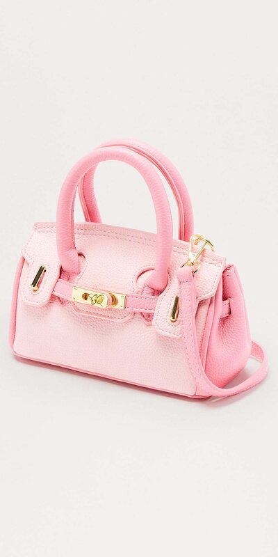 Ružová satchel kabelka s farebnými blokmi