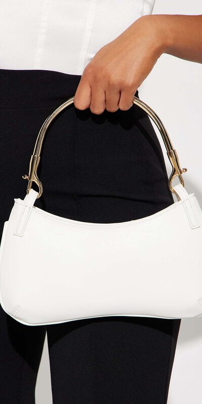 Biela listová kabelka s odnímateľným popruhom