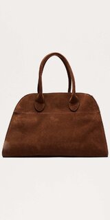 Hnedá semišová shopper kabelka s vnútorným zapínaním