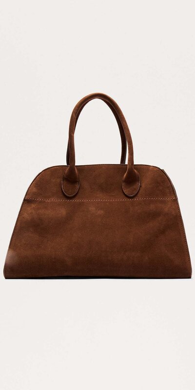 Hnedá semišová shopper kabelka s vnútorným zapínaním