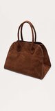 Hnedá semišová shopper kabelka s vnútorným zapínaním