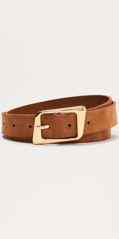 Hnedý semišový opasok s abstraktnou prackou