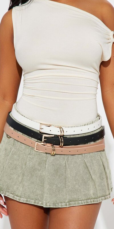 Súprava troch úzkych opaskov v čiernej, béžovej a bielej farbe