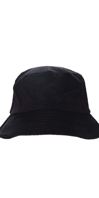 Čierny manšestrový bucket klobúk z bavlny