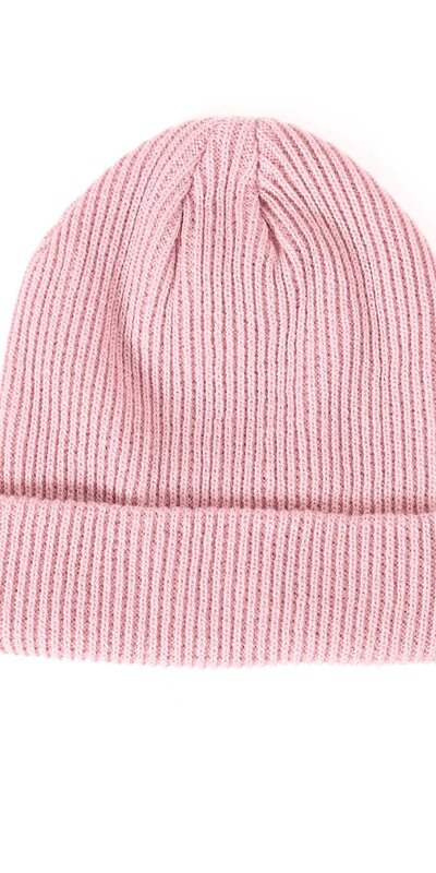 Ružová pletená čiapka s rebrovaným vzorom