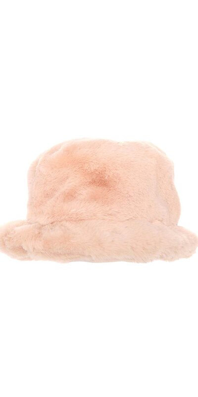 Béžový bucket klobúk z hebkej umelej kožušiny