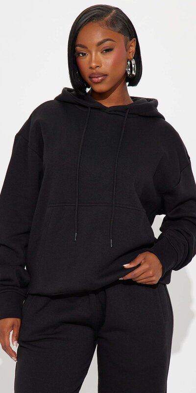 Čierna oversize mikina s kapucňou z bavlneného úpletu Čierna