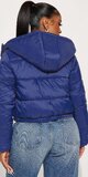 Luxusná tmavomodrá puffer bunda s kapucňou Tmavomodrá