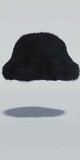 Čierny kožušinový bucket klobúk oversized