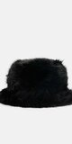 Čierny kožušinový bucket klobúk oversized