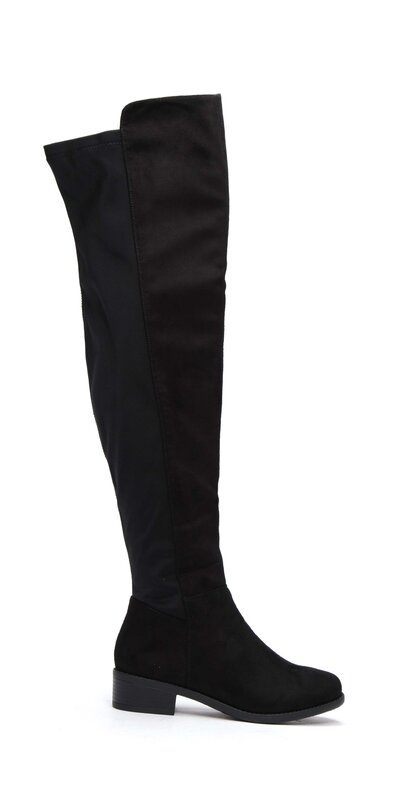 Čierne semišové mušketierky s kontrastným nylonom