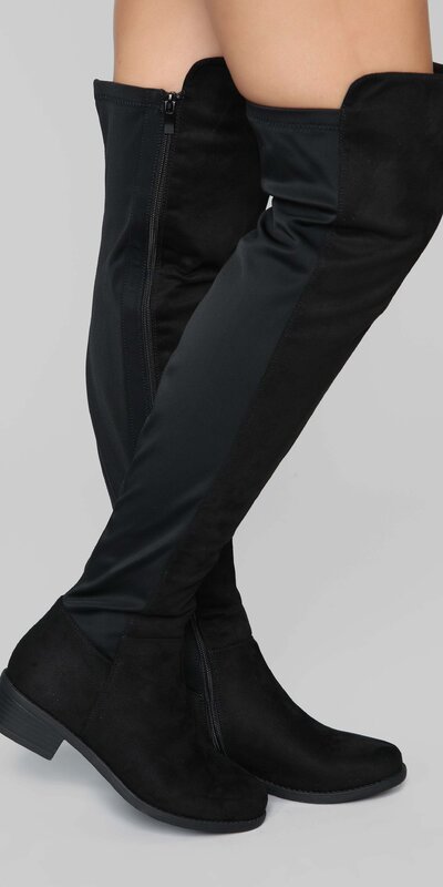 Čierne semišové mušketierky s kontrastným nylonom