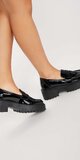Lakované čierne espadrilky s vyššou platformou