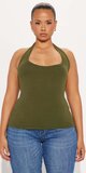 Khaki halter top s odhaleným chrbtom