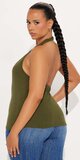 Khaki halter top s odhaleným chrbtom