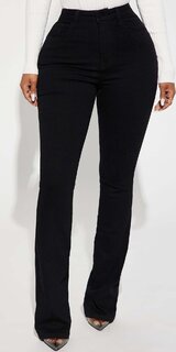 Čierne bootcut džínsy s vysokým pásom a jemnou pružnosťou