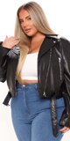 Čierna dámska biker bunda z umelej kože