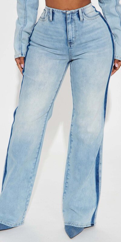 Svetlomodré rovné rifle s vysokým pásom