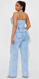 Džínsový overal na ramienka v svetlom odtieni