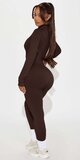 Bezšvový čokoládový overal s dlhým rukávom