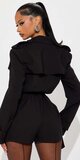 Čierny blazer overal s viazaním a dlhým rukávom