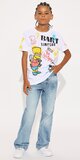 Detské biele tričko Mini Bart Simpson s graffiti potlačou