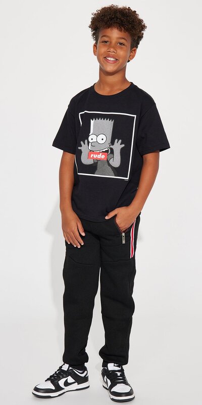 Detské čierne tričko Mini Rude Bart s potlačou