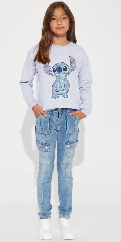 Detská sivá mikina Mini Stitch s kamienkami