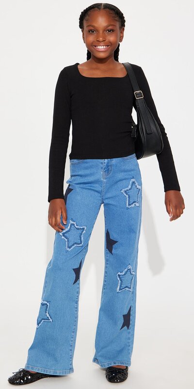 Detské rifľové nohavice s hviezdami