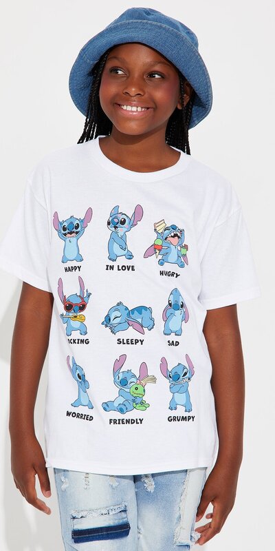 Biele detské tričko s potlačou Stitch