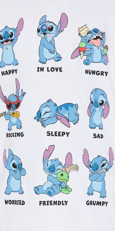 Biele detské tričko s potlačou Stitch