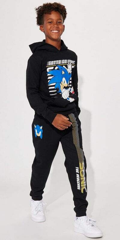 Čierna detská fleecová súprava Sonic