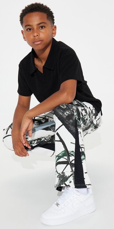 Maskáčové detské cargo nohavice