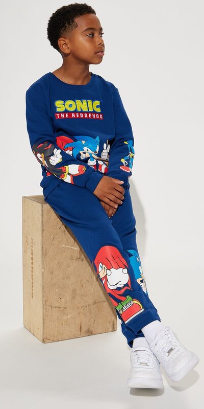 Detská modrá tepláková súprava Mini Sonic s výšivkou