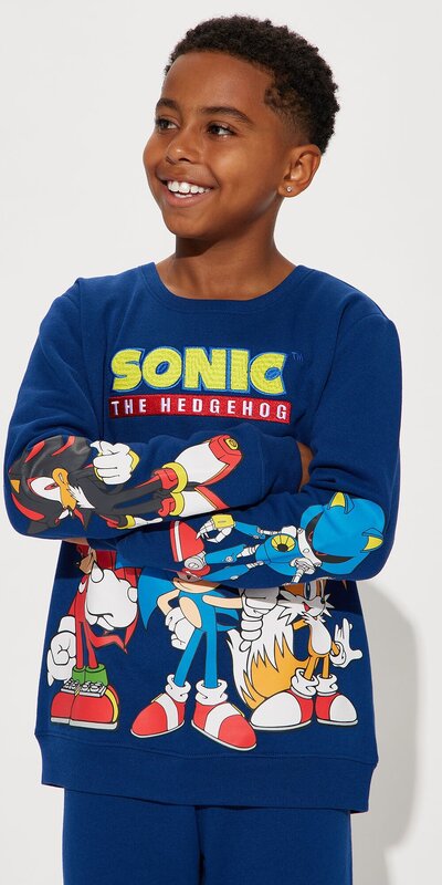 Detská modrá tepláková súprava Mini Sonic s výšivkou