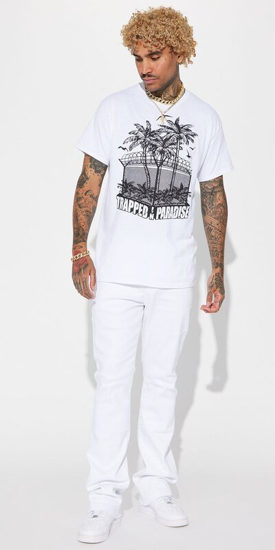 Biele rozšírené skinny džínsy Cornell