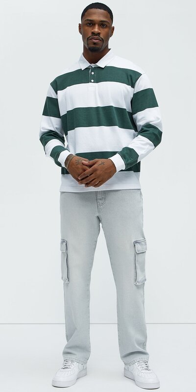 Šedo-modré cargo džínsy v rovnom strihu