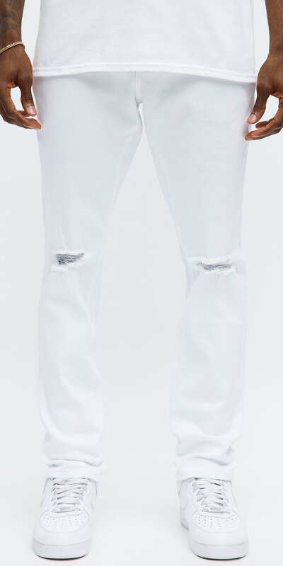 Biele roztrhané skinny džínsy Cornell
