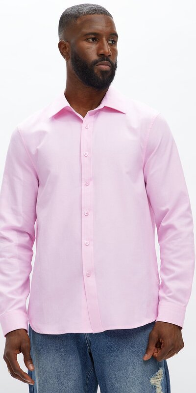 Ružová pánska košeľa Oxford s dlhým rukávom