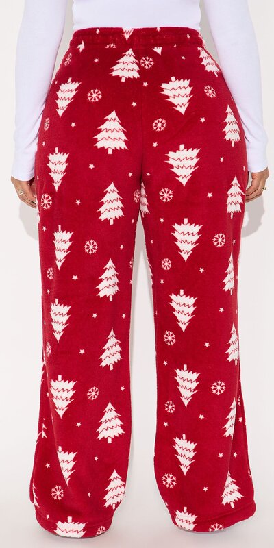 Červeno-biele flísové pyžamové nohavice