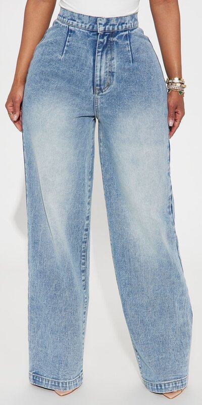 Modré rovné džínsy s vysokým pásom