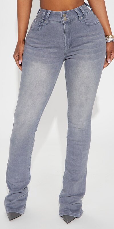 Modré elastické bootcut džínsy s vysokým pásom