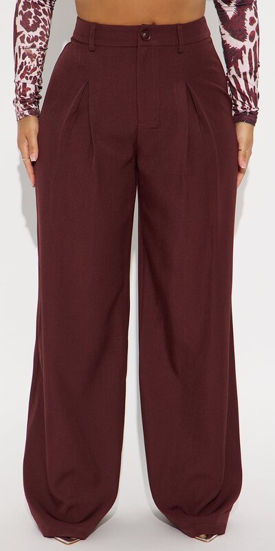 Čokoládové elegantné nohavice so širokými nohavicami